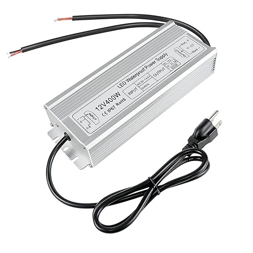 inShareplus Fuente de alimentación de 400 W 12 V, controlador LED impermeable IP67, CA 90-140V a DC 12 voltios 33.3A convertidor, transformador de