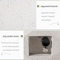 Vista 6 de COSIEST Mesa para fogata de propano para exteriores con base hexagonal de piedra sintética blanca terrazo de 24 pulgadas, quemador de acero