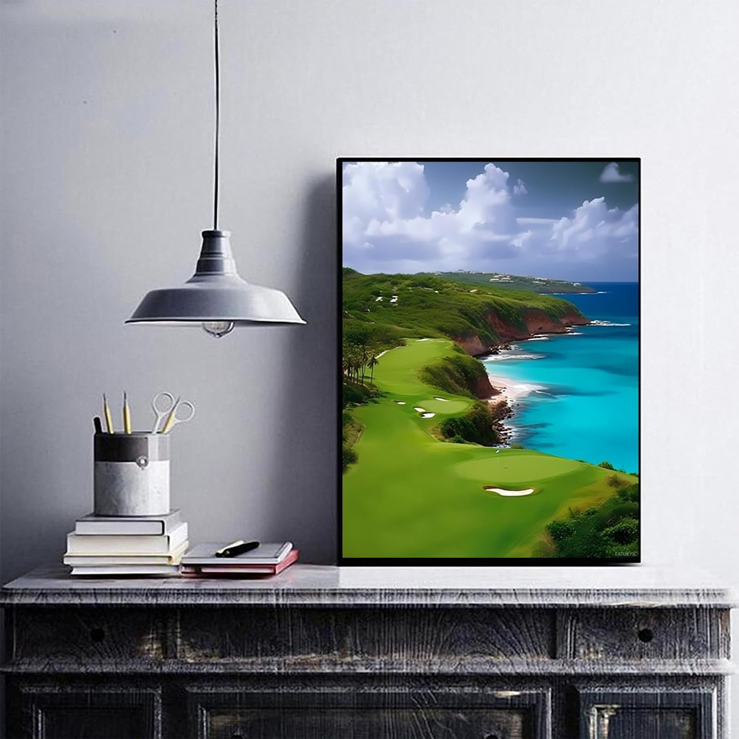 EATUKYIC 5D Blue Golf Course Diamond Painting Kits for Adults DIY Landscape Diamond Art Kits for Beginner Full Drill Landscape Diamonds Painting Gem Art for Gift Wall Decor 12x16 inch image 3