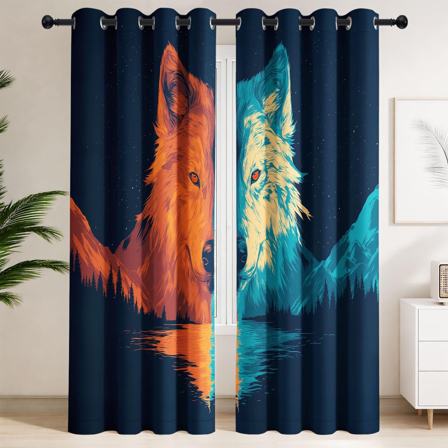 Rideau occultant loup bleu fantastique pour illuminer l'esprit
