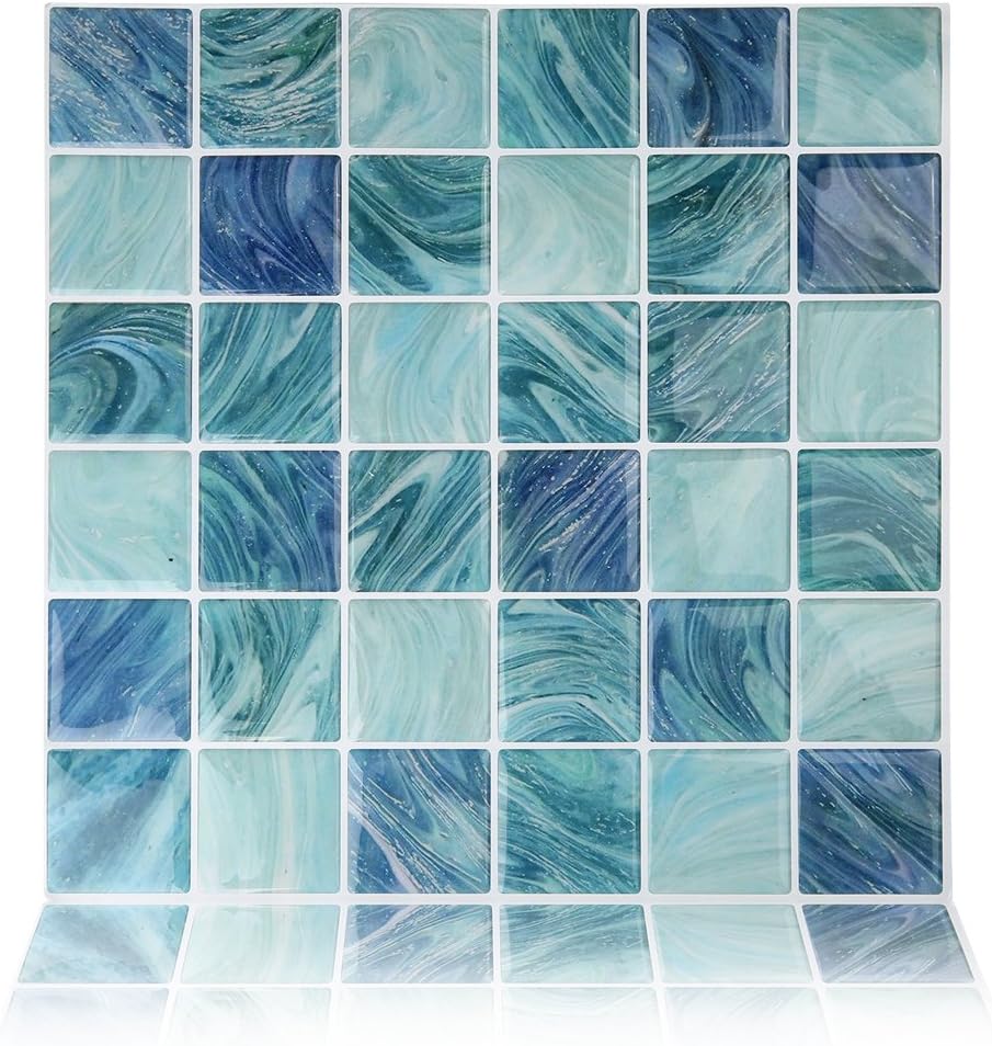 Fertel Peel and Stick Mosaic Decorative Wall Tile, 10" X 10", Pack of 4