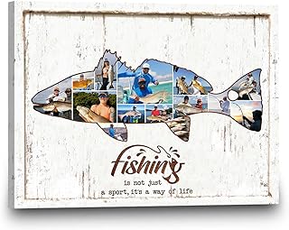 Personalized Speckled Trout Fishing Photo Collage Canvas, Father’s Day Home Decor for Daddy, Speckled Trout Fisherman Wall Art, Gift for Him (Design 7)