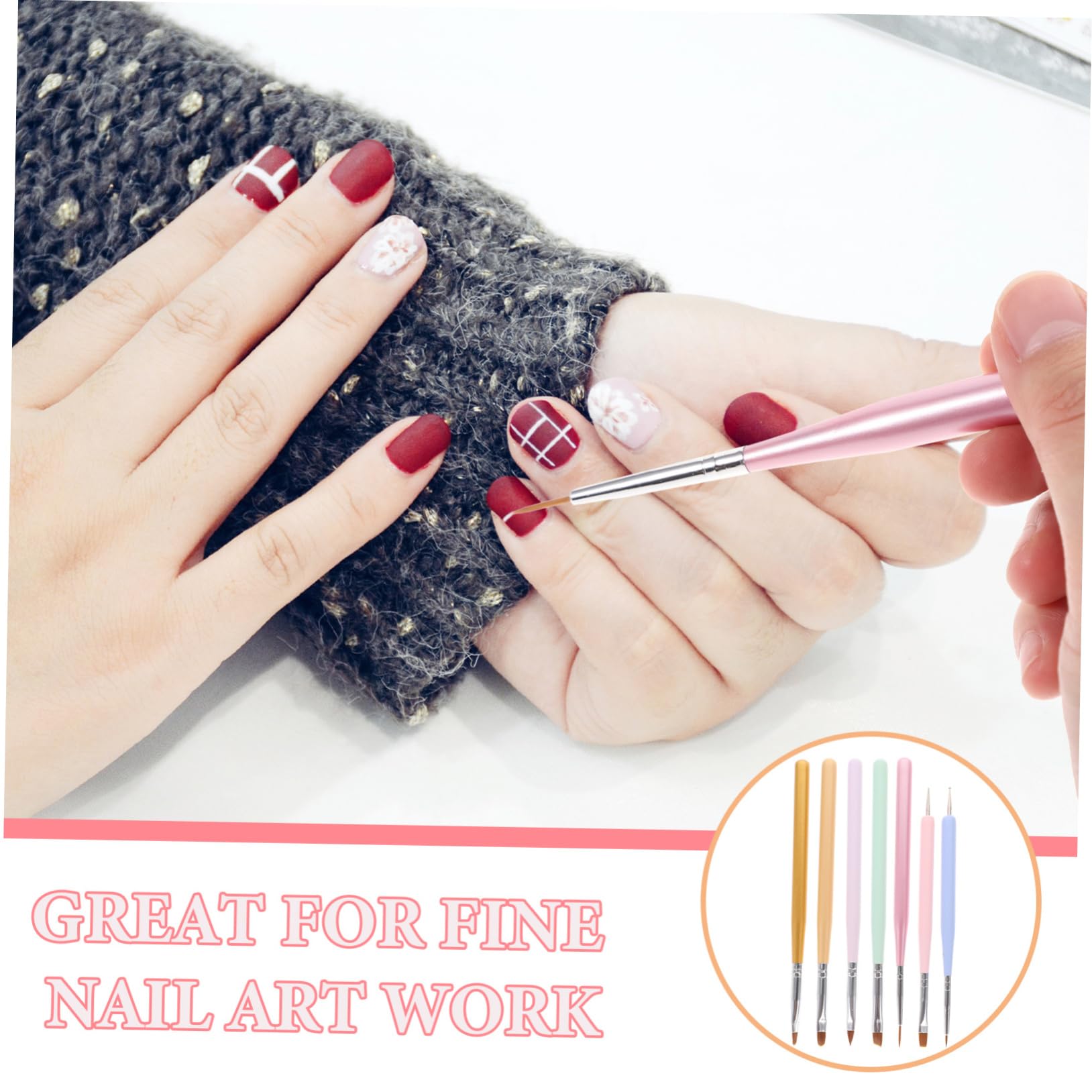 FRCOLOR 35pezzi Pennelli Per Nail Art Con Manico Strumenti Per Disegni Unghie Per Manicure e Decorazioni Personalizzate