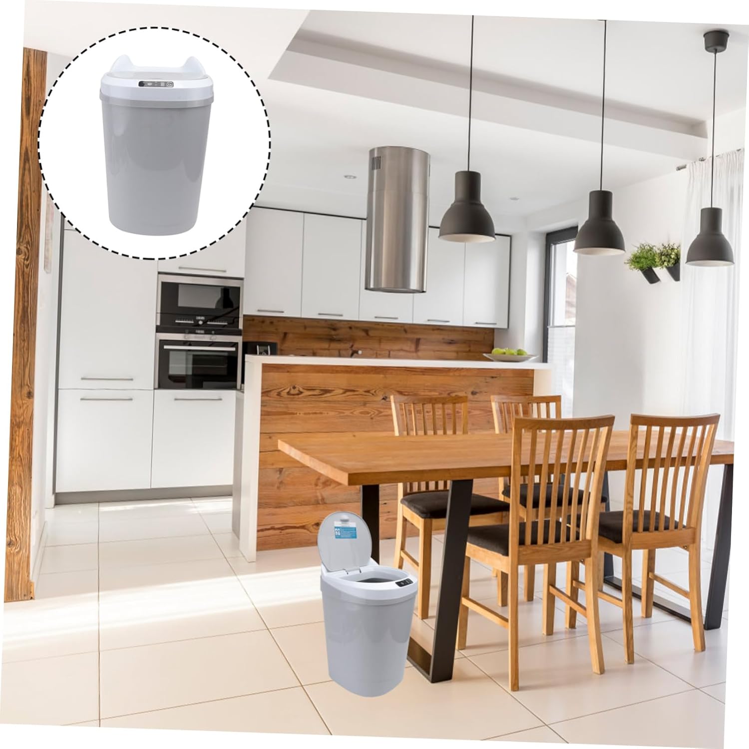 Convenient Inductive Trash Can Smart Sensor Bin for Kitchen Bathroom and Living Room Quiet Operation Rechargeable and Automatic Open Close Function