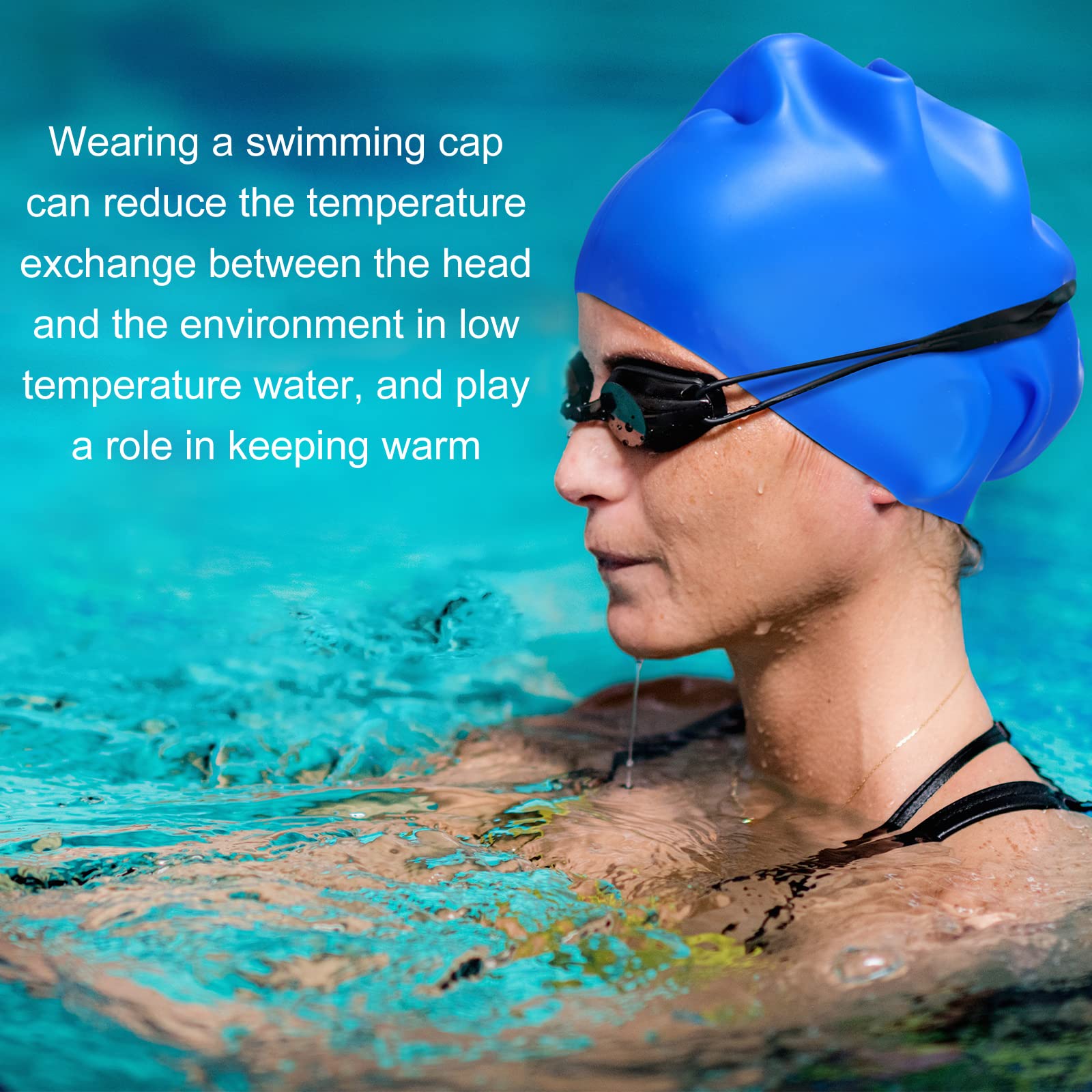 6-Pack Silicone Swim Caps For Long & Curly Hair – Waterproof, Extra Room For Braids, Dreadlocks – Kids & Adults Unisex Swim Hat (Multicolor) - View #6