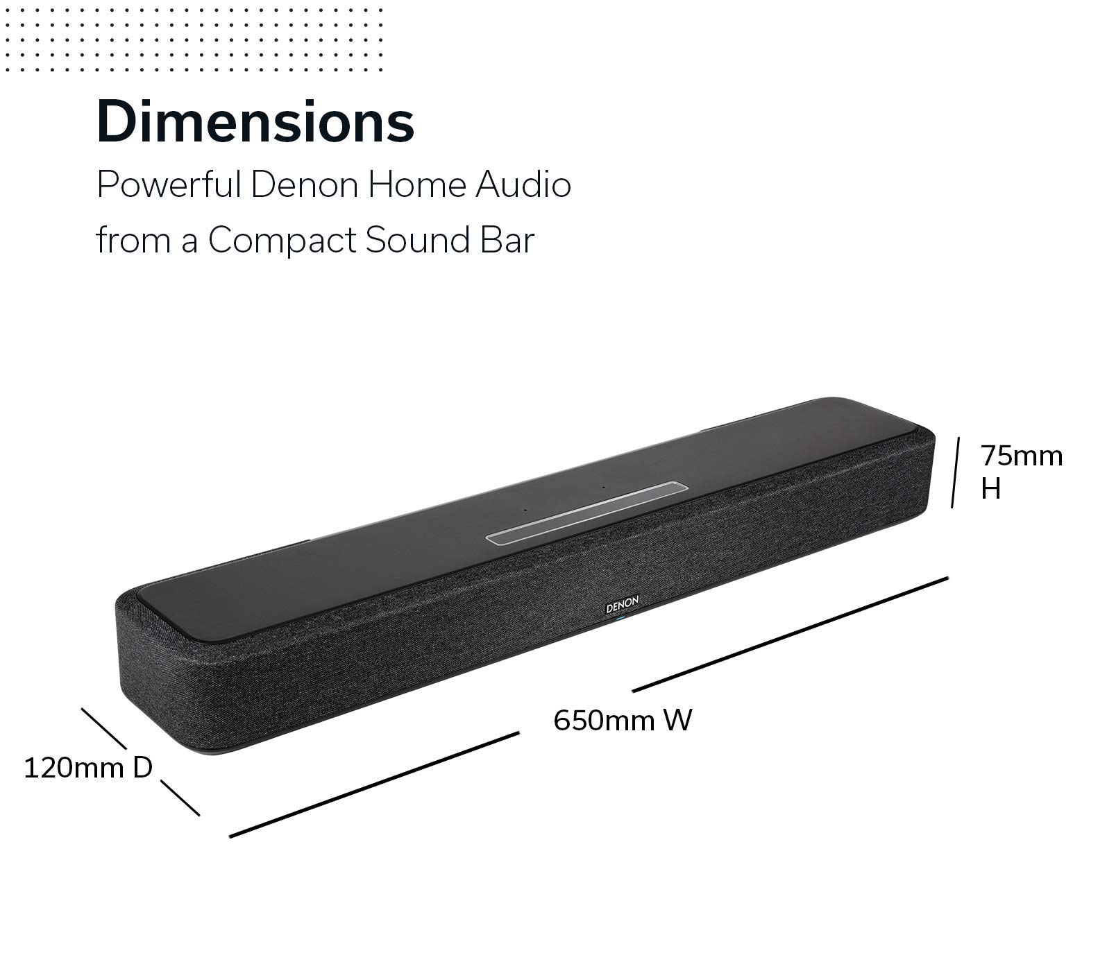 Denon Home 550 Compact Sound Bar for TV, Bluetooth Soundbar for