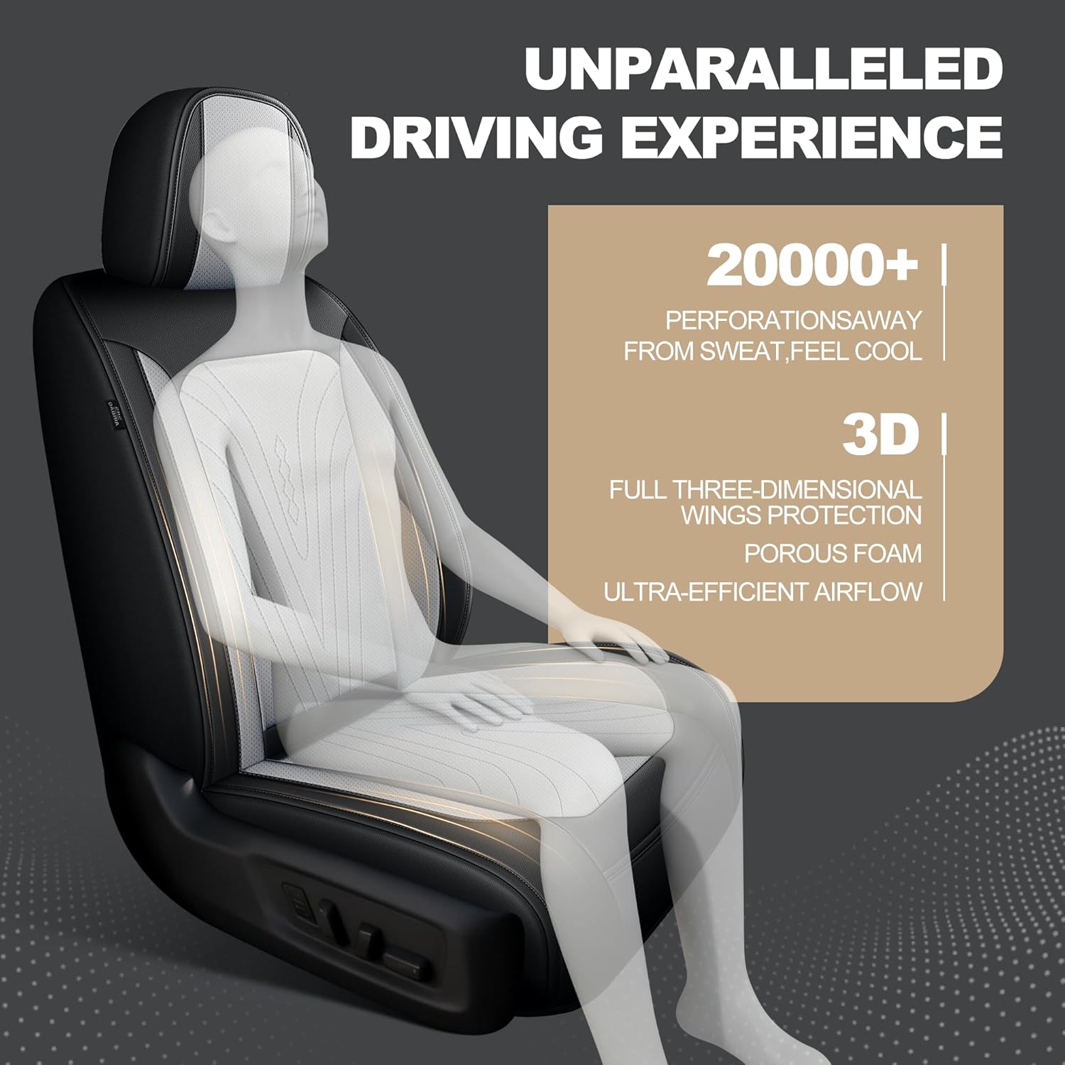 Front Seat Covers Fit for Hyundai Sonata 2007-2024 2025 2026, Faux Leather Automotive Seat Covers Breathable Waterproof Seat Cushions Compatible with Airbag (2 Seats,Black & Gray)