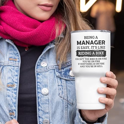 Miniatura 6 de Being A Manager Is Easy It's Like Riding A Bike - Vaso de viaje de acero inoxidable de 30 onzas con aislamiento térmico para compañero de trabajo y