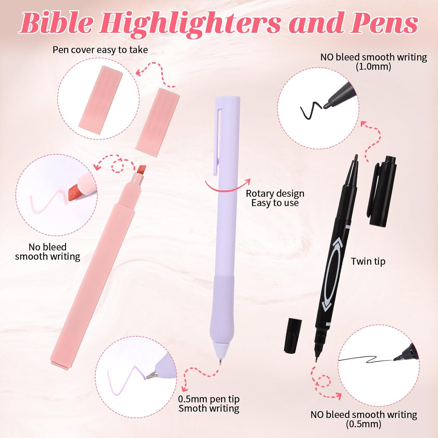 NEWEST Bible Study Supplies for Women, All-in-One Bible Kit with Highlighters, Gel Pens, Pink Tabs, Pencil Case, Pink Journaling Tools for Personal Devotion, Small Group Study, Christian Gifts