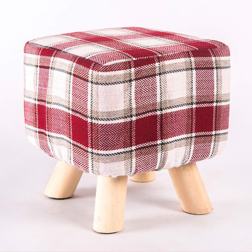 Repose-pieds rond en bois et lin pour un coin lecture cosy