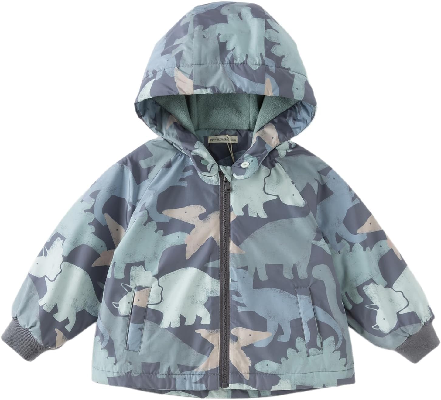 DAVE&BELLA Toddler Girl Hooded Outerwear Jacket, Boy Color-Block Windbreaker with Quilted Fleece Lining Kids Warm Winter Coat