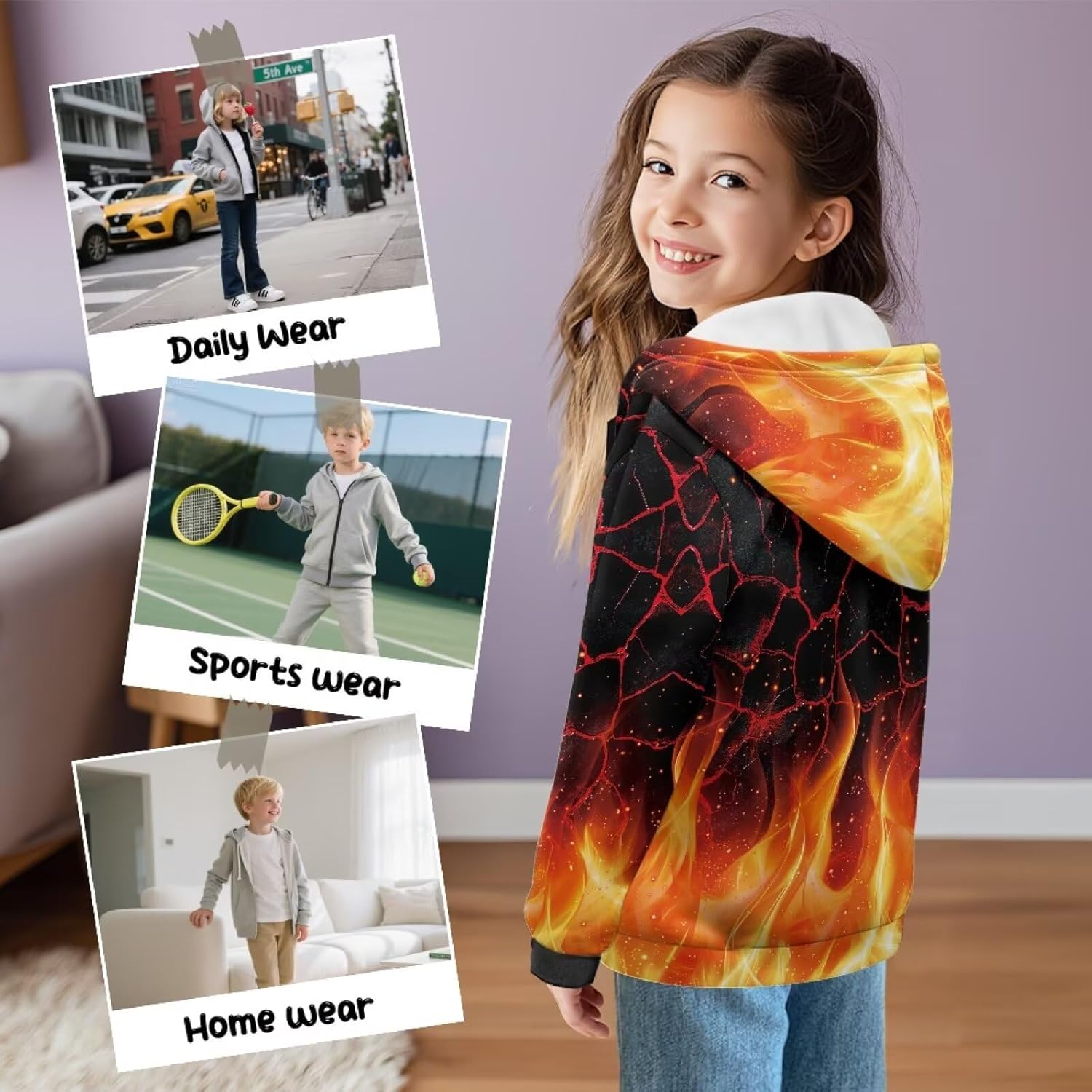 Teens Girls Fleece Sweatshirts Boys Fall Winter Warm Pullover Sweatshirt Long Sleeve Cute Kids Zip Up Hoodie 6-16