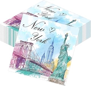 Rakuto New York Party Decorations Tableware, 50PCS NYC disposable Paper Napkins Decoration, New York Themed Decor for Birthday and Baby Shower Supplies