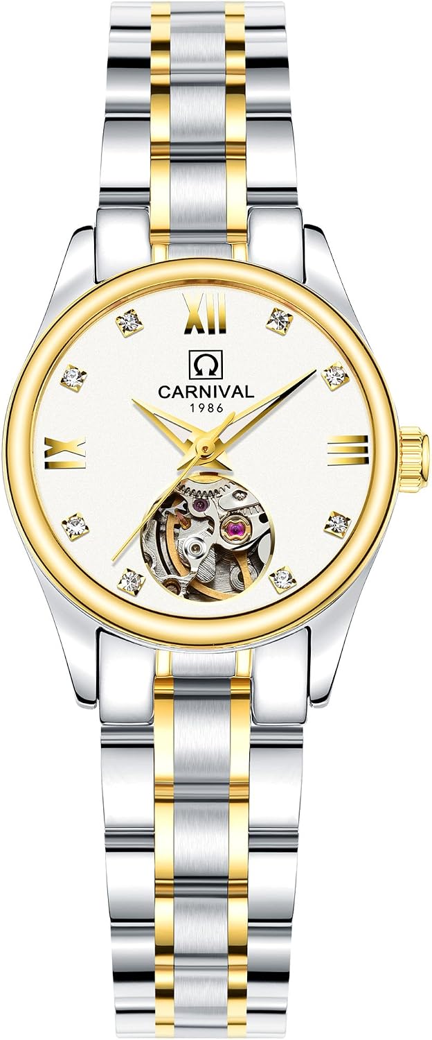 TEINTOP Carnival Women's Automatic Mechanical Watch Simple Skeleton Dial