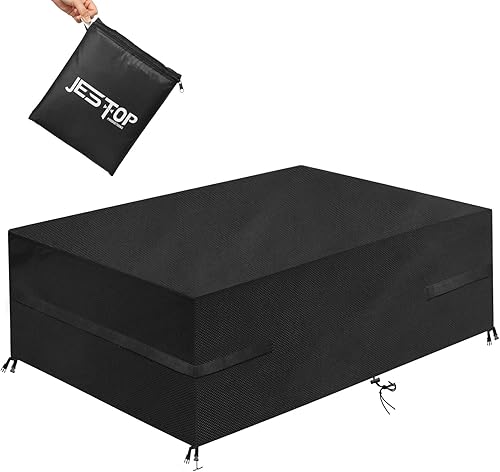 JESTOP Fundas para muebles de patio, 600D, rectangular, para mesa al aire libre, impermeable, resistente al viento, tela Oxford, anti-UV, funda para
