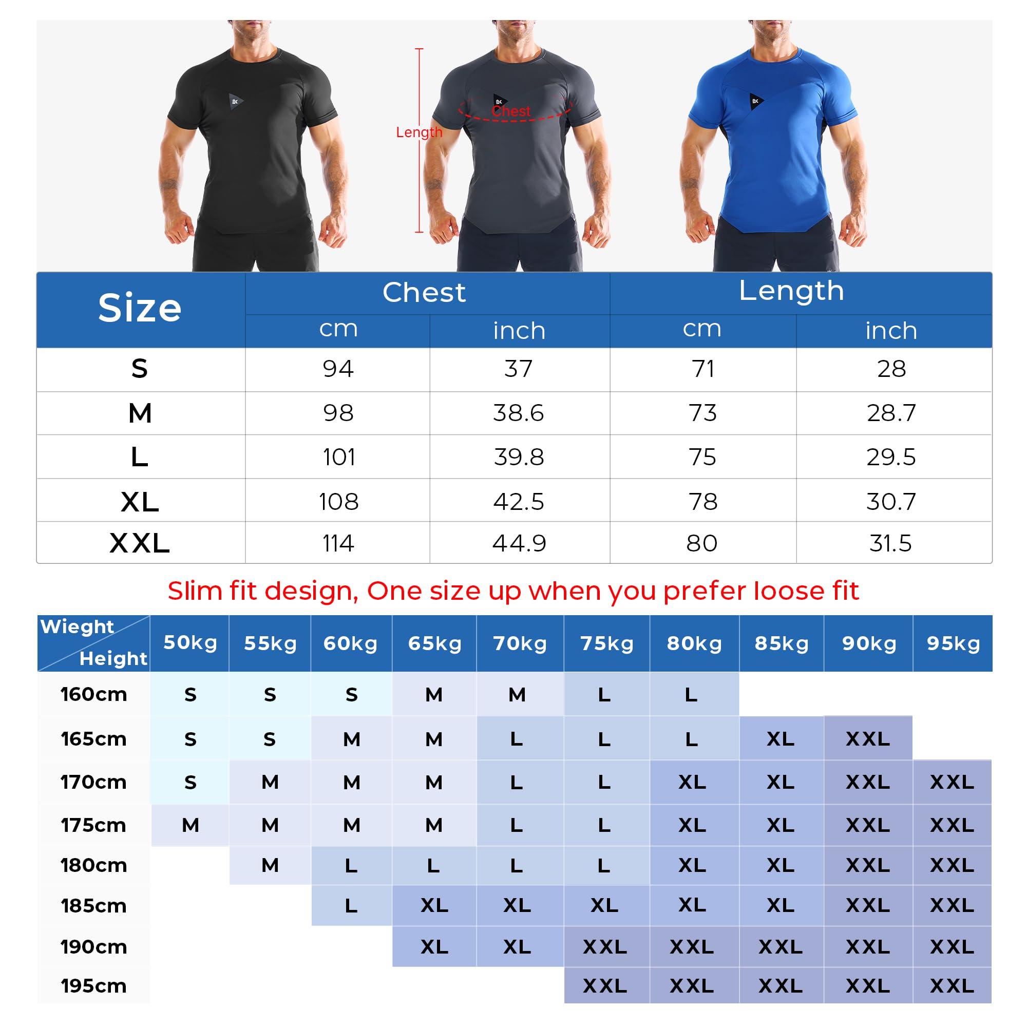 BROKIG Camiseta de gimnasio irregular para hombre, camiseta deportiva de ajuste muscular, camiseta de secado rápido, camiseta transpirable para correr