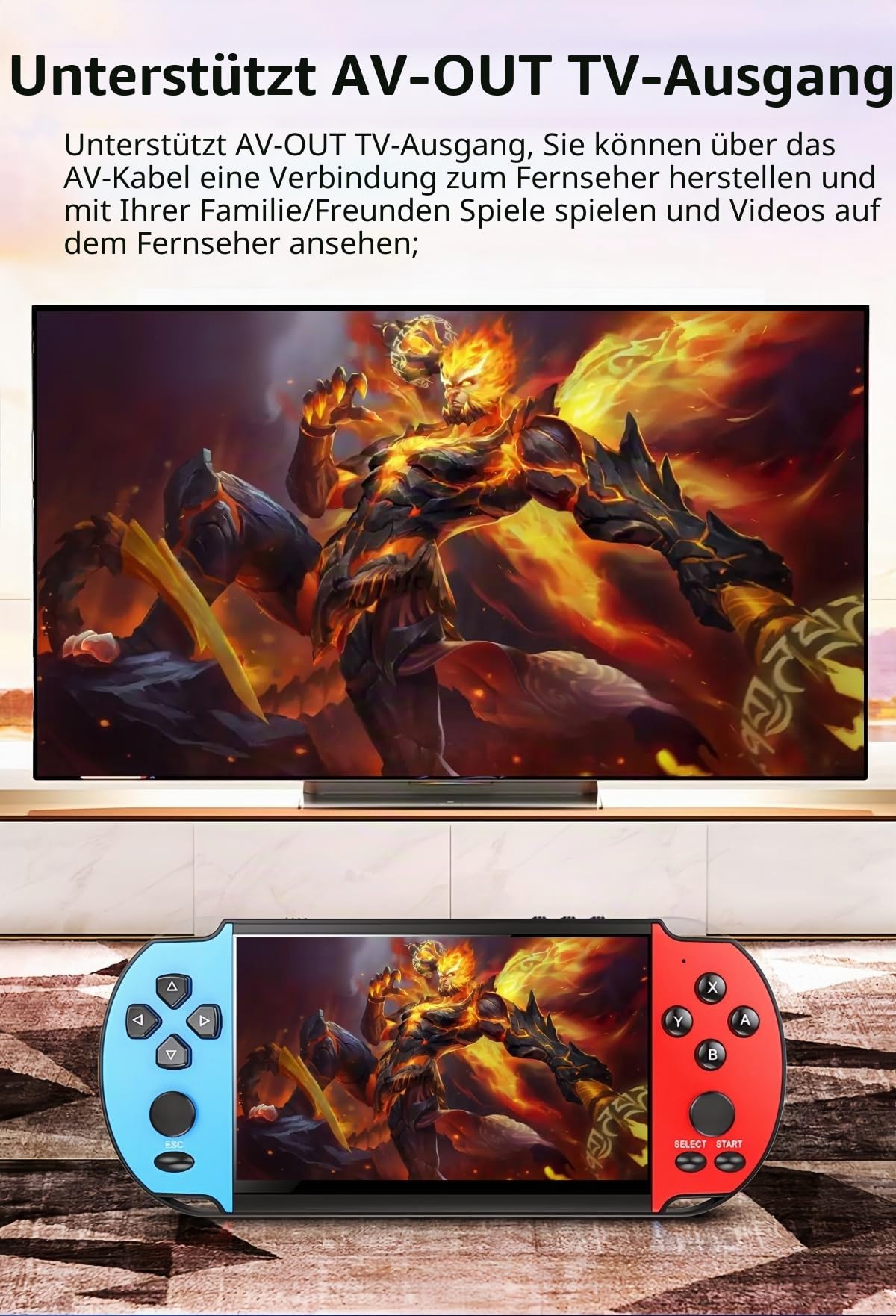 JXD Farb Multifunktions Spielkonsole mit 5,1-Zoll vorinstallierten Retro Spielen Video Musik und E-Book Funktion Aufnahmefunktion TV-Ausgang tragbarer Videospielkonsole und Spielgerät