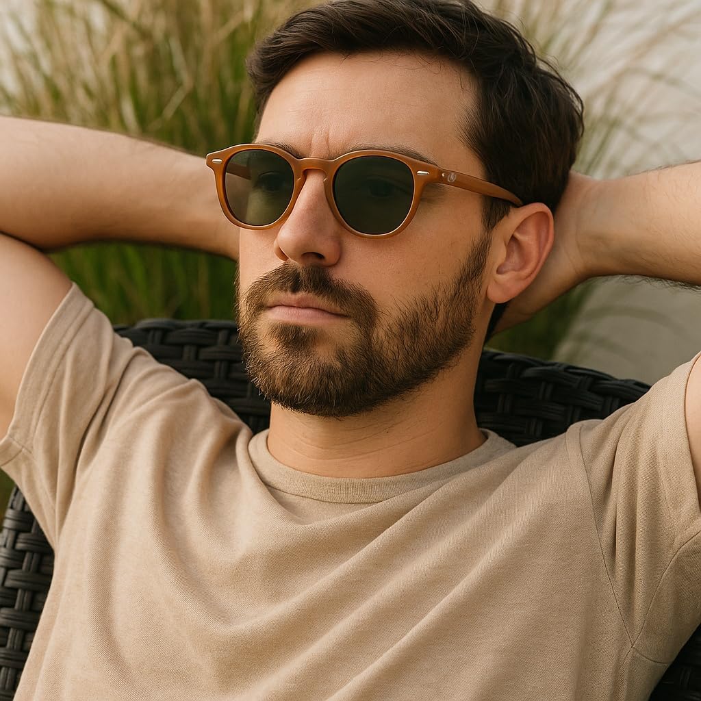 Polarized UV400 Round Unisex Recycled Material Sunglasses, Earth Friendly, TAC, Multiple Colors