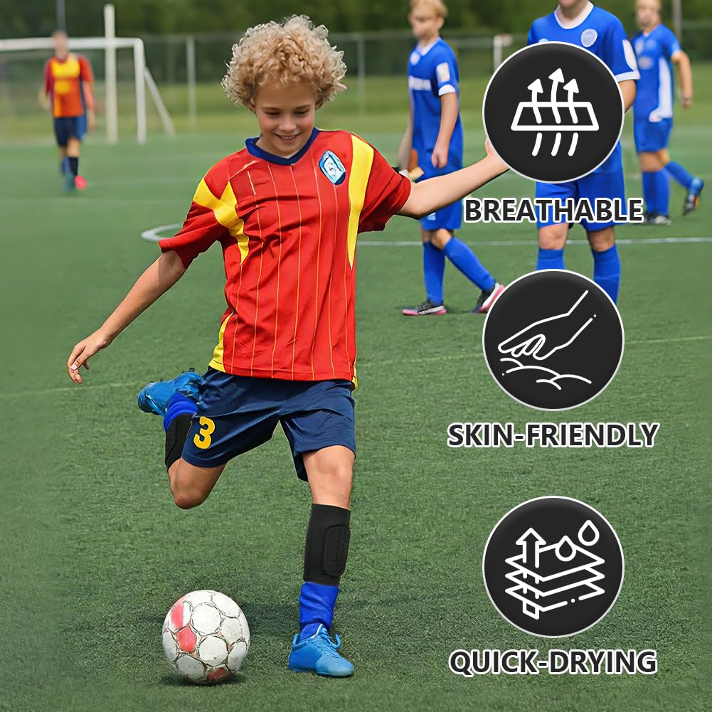 AYBUY 1 Paire Protege Tibia Foot Enfant, Protège Tibia Foot Antichoc Shin Defender Guards, Protections de Football Anticollision Cellulaire, pour Le Football, Le Basket-Ball - 4