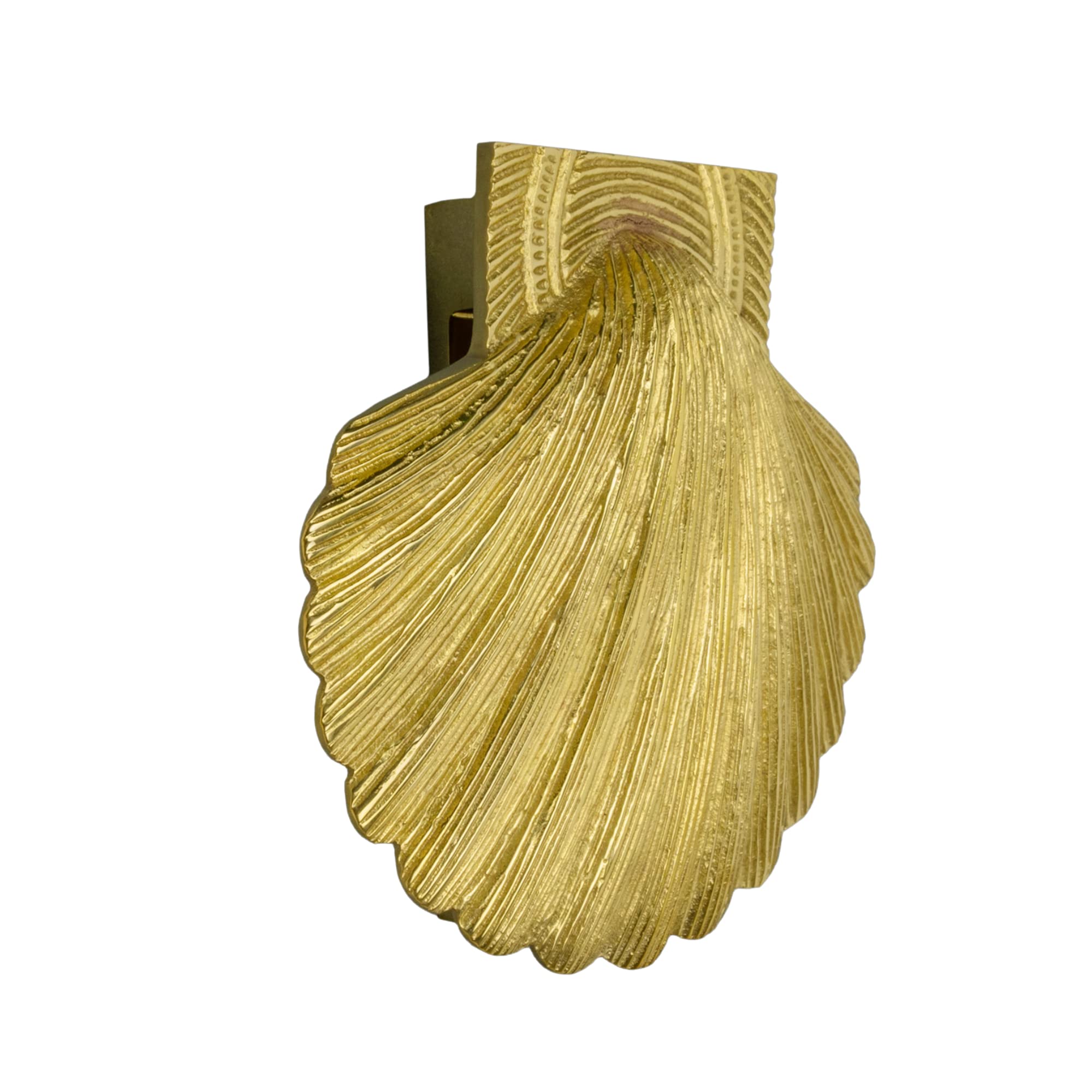 Silver Shell Door Knocker for Front Door | Polished Solid Brass Silver Knockers with Strike Plate | UPVC | Scallop Shell Front Door Furniture with a Unique Design (Gold)