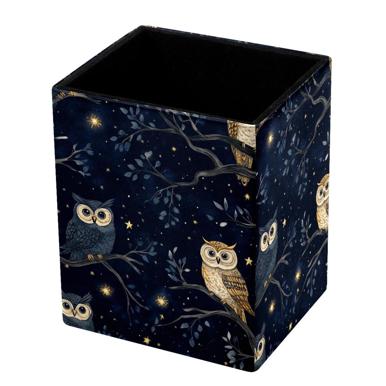 VAPOKF Pencil Holders for Desk, Owl Printed Pen Holders Pen Pot Makeup Brushes Storage Desktop Stationery Supplies Organiser for Home Office