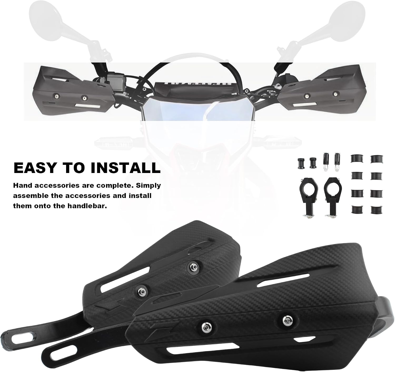 Dirt Bike Handguards,Motorcycle Hand Guards Matte Finish For Universal 7/8" 22mm and 1 1/8" 28mm ATV Motorbike Motocross Supermoto Racing Dirt Pit Bike(Black)