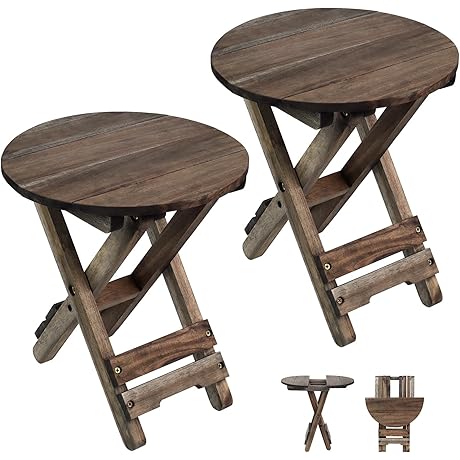 2 Pack Small Foldable Coffee Table, Outdoor Folding Side Table, for Patio, Porch, Laundry, Yard