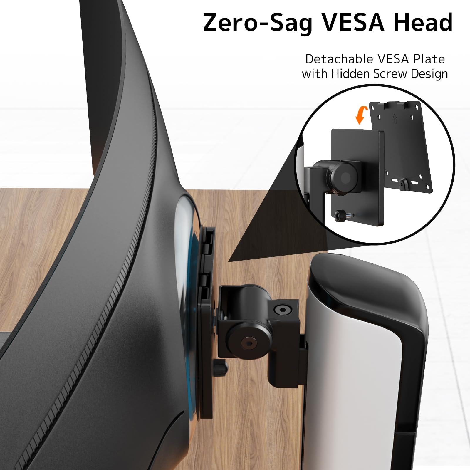 PUTORSEN Supporto per monitor da 17 – 49 pollici, supporto singolo per braccio per monitor può contenere 2 – 18 kg, regolazione dell'altezza senza sforzo con inclinazioni, girevole, girevole, VESA 75