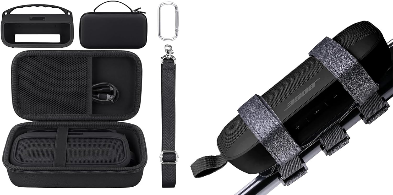 co2CREA Hard and Silicone Case + Mount for Bose SoundLink Flex 2nd Speaker