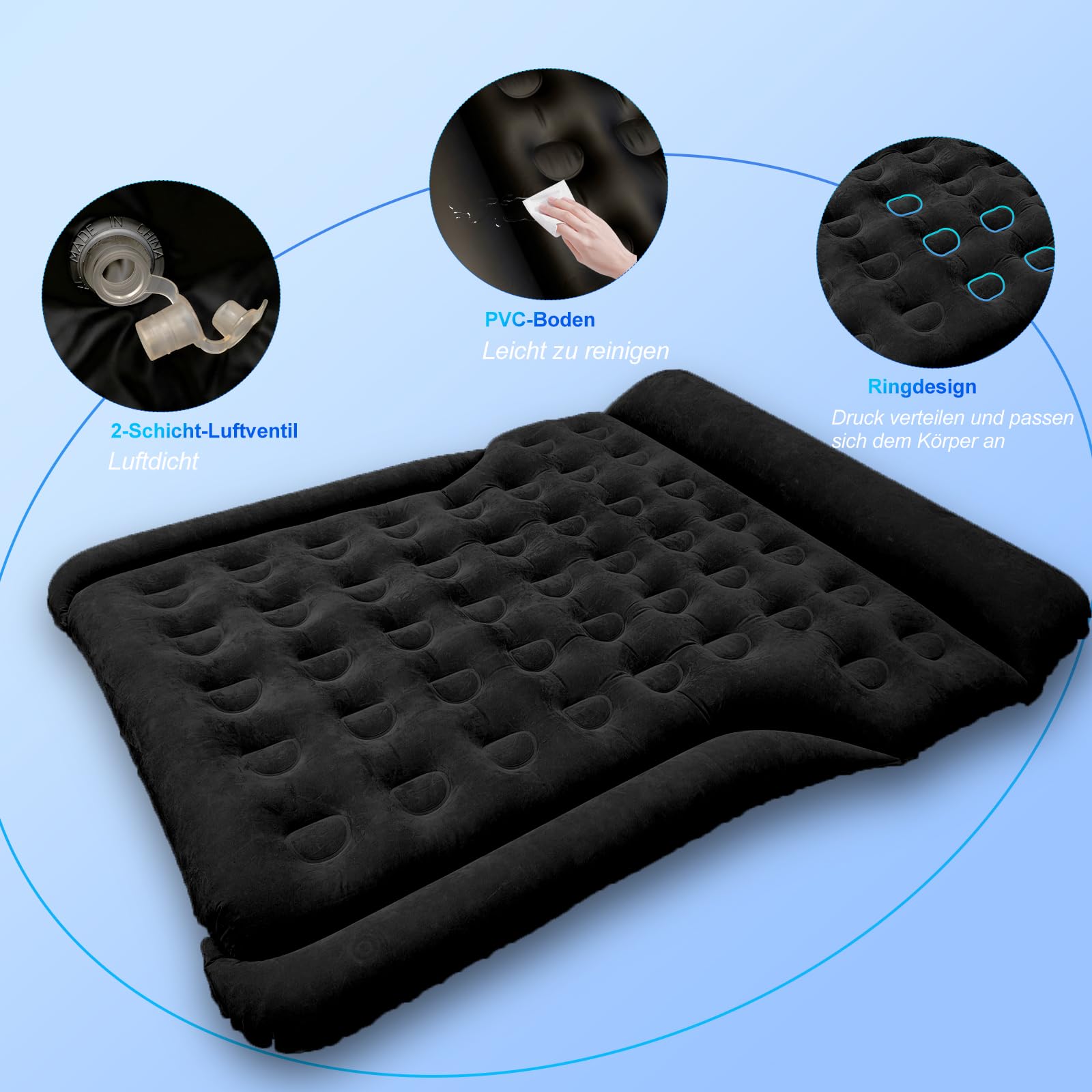 Auto Matratze - Luftmatratze Camping Bed Auto Aufblasbare Matratze für SUV MPV Minivan Kofferraum, 185x140x20cm Autobett Schlafmatte Air Mattress Luftbett für Road Trip Reise