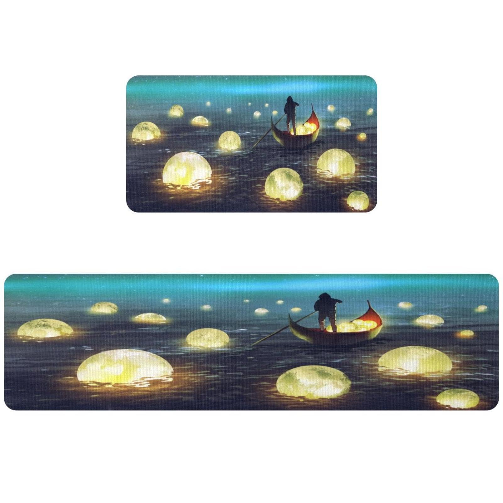 Tapis de couloir lavable et antidérapant lot de 2 tapis de cuisine design océan
