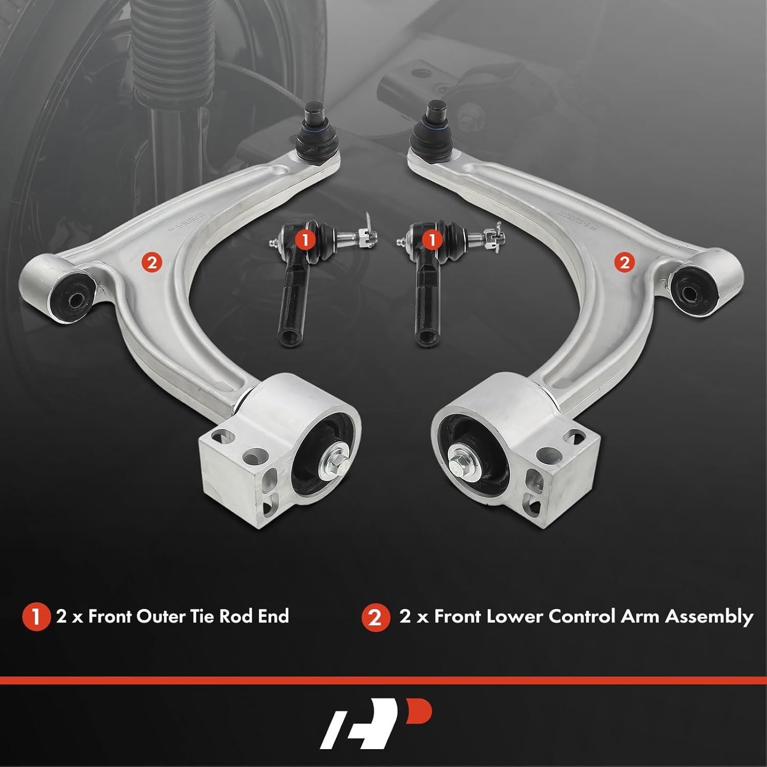 A-Premium Set of 4, Front Lower Control Arm & Outer Tie Rod End, Compatible with Chevrolet Malibu 2004-2012 & Saturn Aura 2007-2009 & Pontiac G6 2005-2010