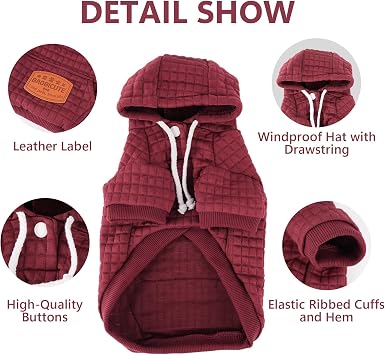 2 Pack Dog Hoodie Sweaters for Small Medium Dogs Warm Dog Clothes for Large Dogs Soft Waffle-Like Laminated Sweatshirt Bulldog