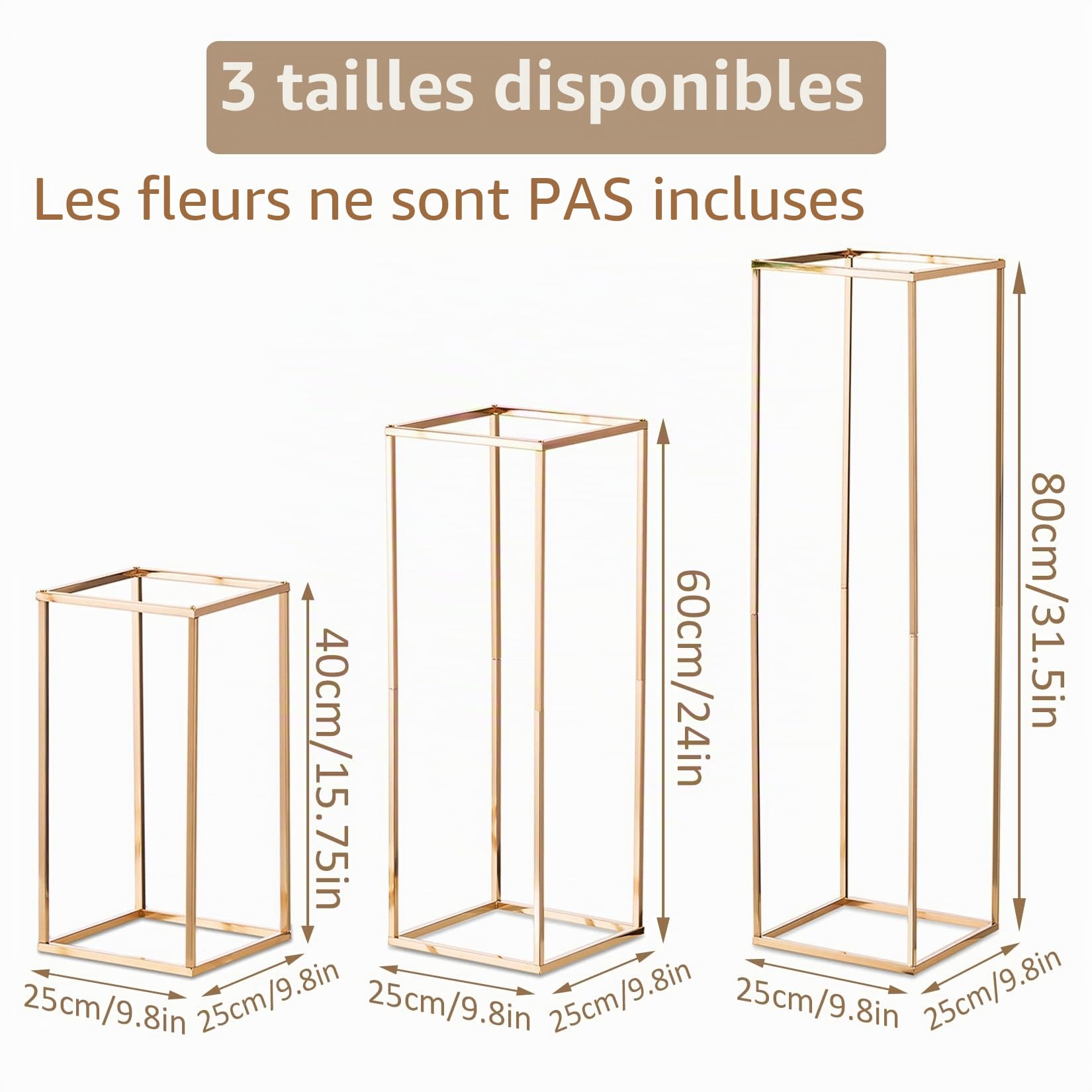 Sziqiqi Vase Centre de Table Mariage: 80cm Métal Support Fleur Mariage Or Lot de 2 - Grand Vase Doré pour Fête Anniversaire Evénements Festival