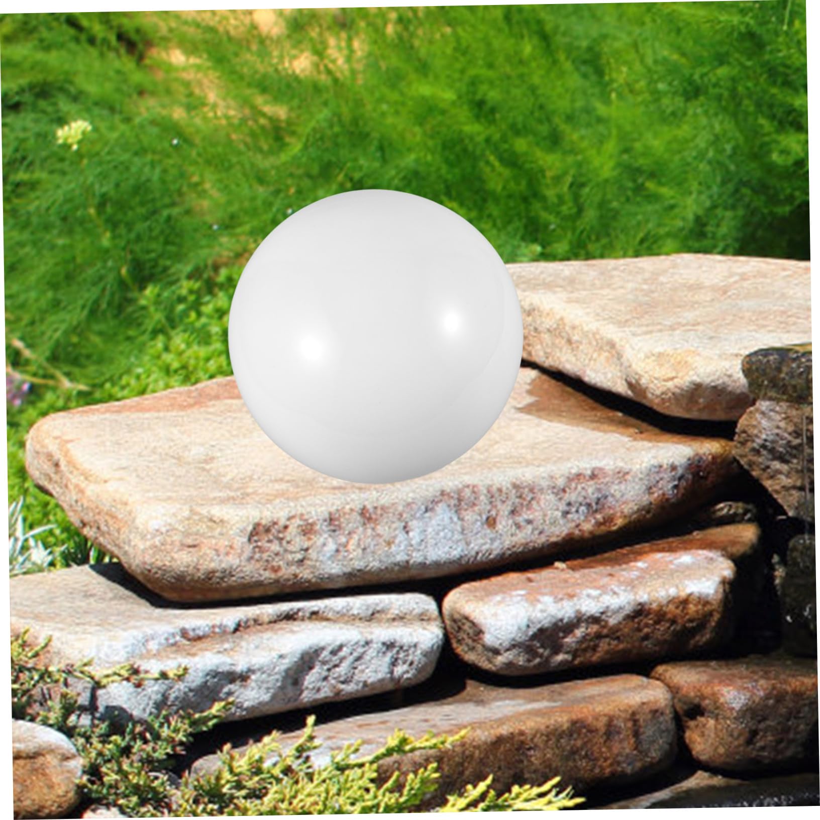 Luxshiny Weiße Gartenkugel Deko, Edelstahl mit Spiegeleffekt für Patio