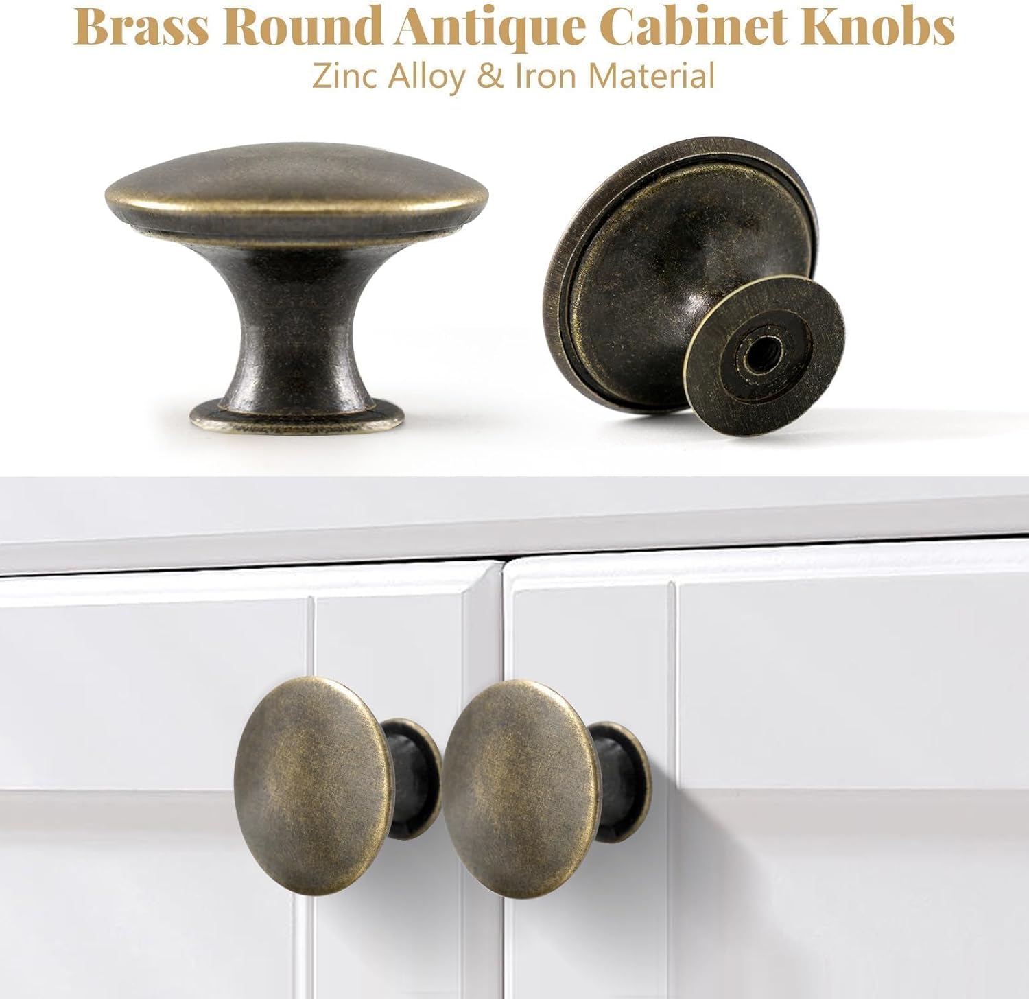 12x Cabinet Knobs Bronze Oil Rubbed Round Antique Dresser Door Knob Pull Handles 30mm/1.18in for Closet Chest Bathroom Kitchen Furniture Cupboard Hardware