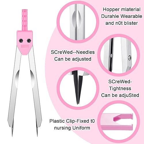 Miniatura 60 de Calibrador de electrocardiograma, herramienta de medición con regla, divisor de dibujo para enfermería (azul, rosa, 2 piezas) Azul, rosado,Negro