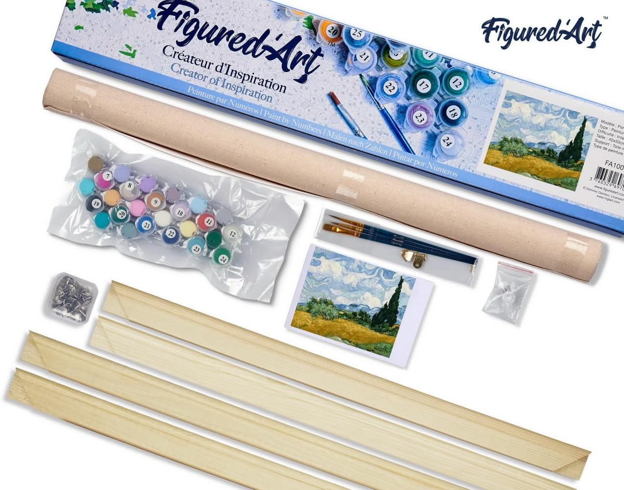 Figured'Art Paint by Numbers Kit for Adults Van Gogh - Heaven 16"x20" - Craft Art Painting Rolled Canvas with DIY Wooden Frame