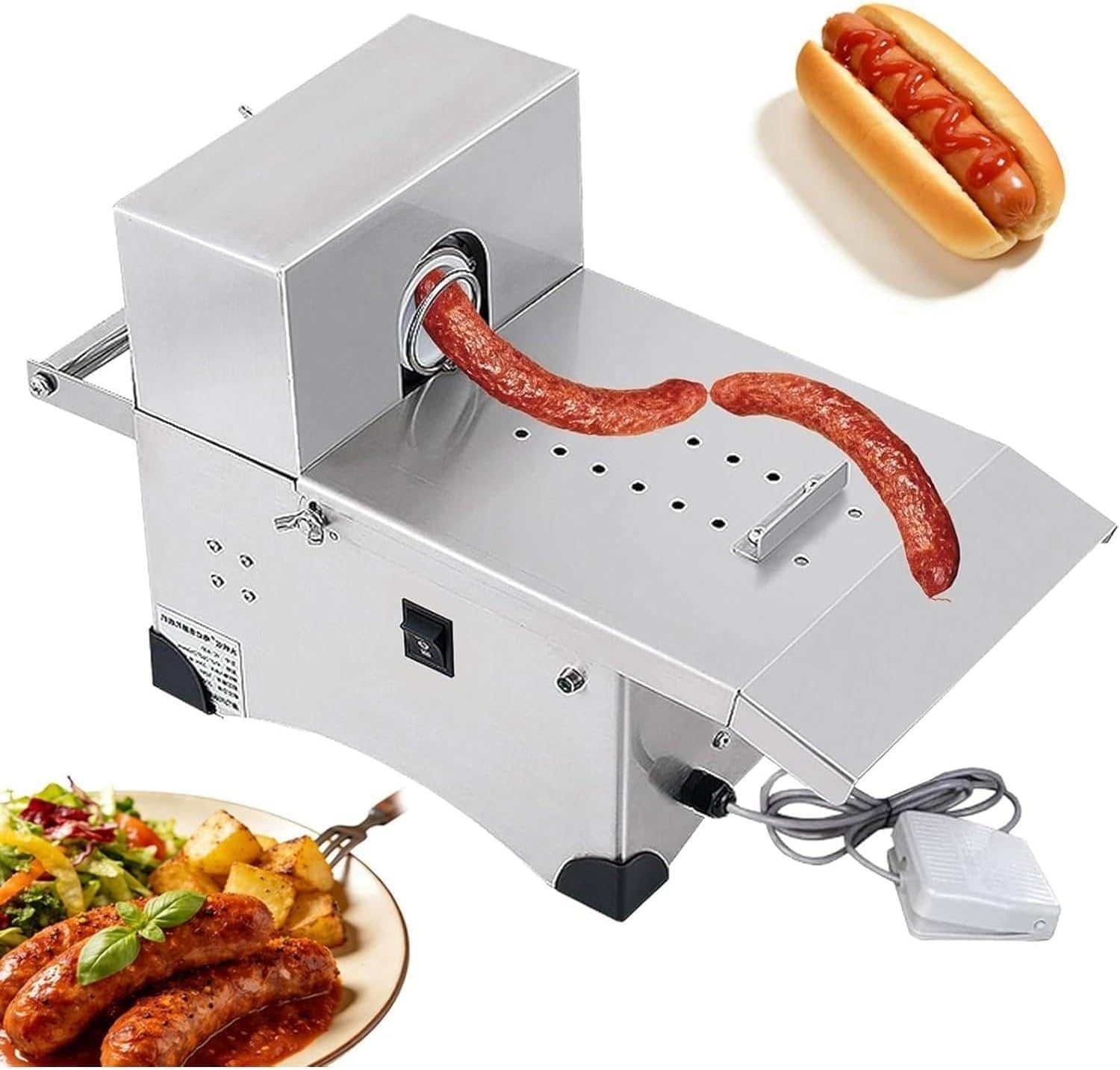 Electric Sausage Stuffer Machine Sausage Tying Knotting Machine, Stainless Steel Sausage Casings Binding Machine, Sausage Linker Machine, for Home and Commercial Kitchens
