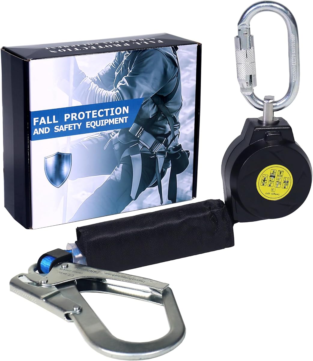 6FT Self Retracting Lifeline Fall Protection Retractable Lanyard, Fall Arrest Safety Yoyo for Construction Industrial - OSHA/ANSI Compliant (Large Hook)