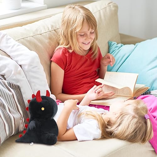 Miniatura 6 de Ditucu Lindo dinosaurio de peluche de dinosaurio de peluche, juguetes de peluche súper suaves, regalos de cumpleaños para niños y niñas, negro, 10