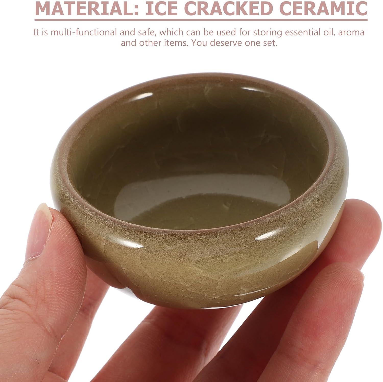 Totority Ceramic Essential Oil Blending Bowls 6pcs, for Mixing And Storing Aromatherapy Oils, Professional Salon, Spa, Or Home Use with Ice Cracked Glaze Finish