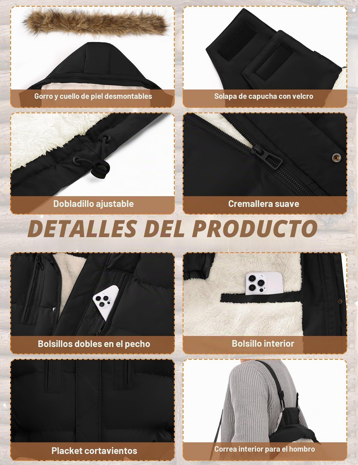 TOMEEK Chaqueta Hombre Invierno Impermeable Abrigo Larga Parka Chaqueta Abrigos Hombre de Trabajo Chaquetones de Invierno con Sombrero Desmontable(Azul marino,M)