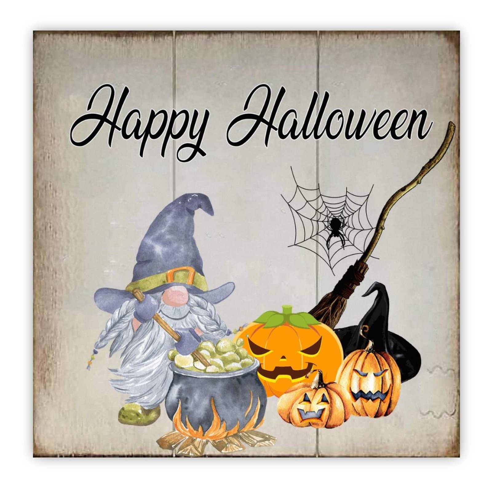 Plaque murale nain de citrouille en bois d'Halloween pour sublimer vos murs vides
