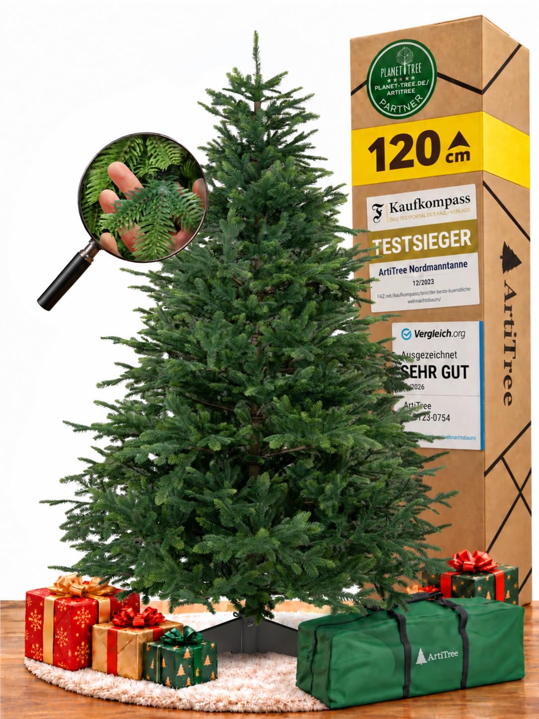 ArtiTree Künstlicher Weihnachtsbaum 120 cm – Nordfichte aus Spritzguss