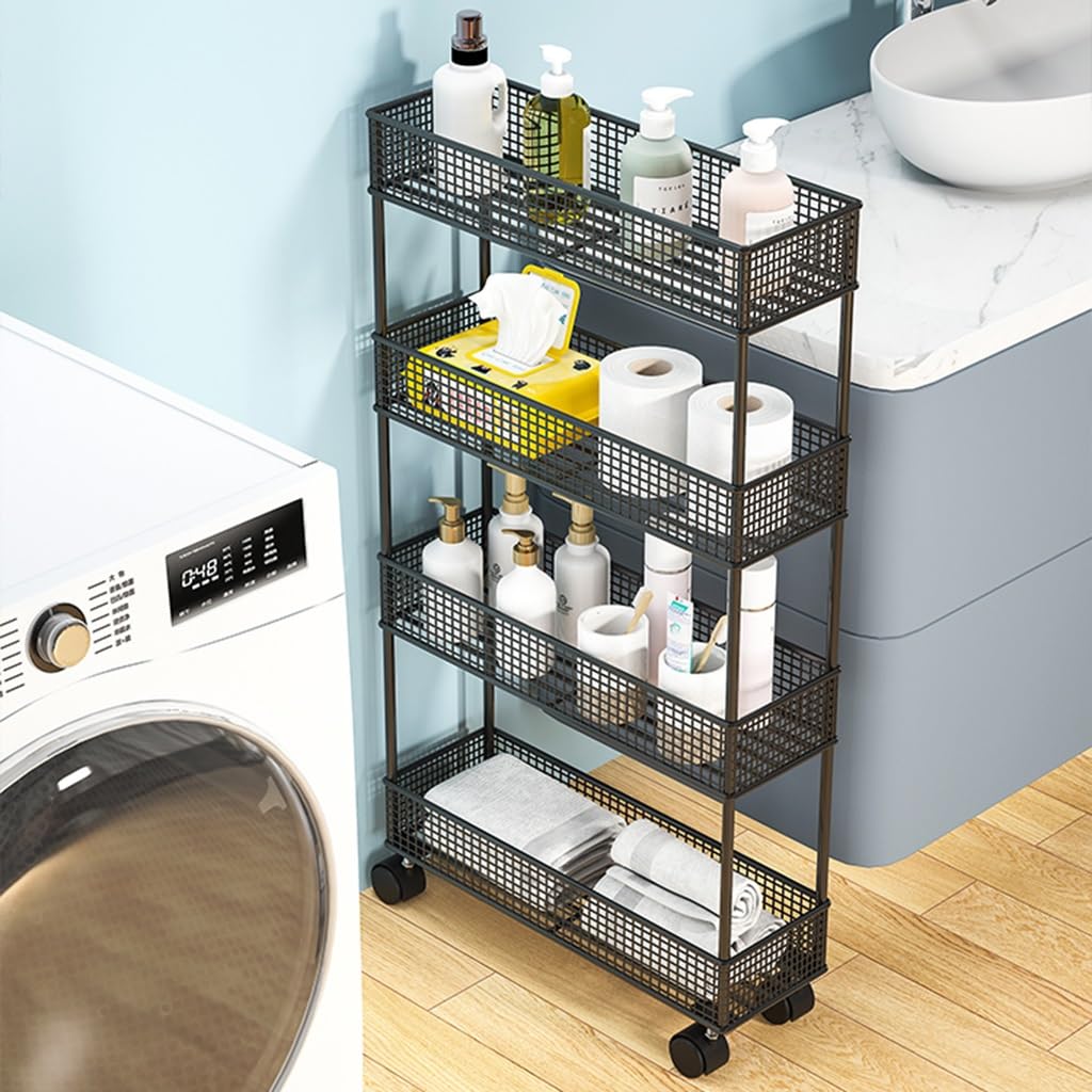 Chariot De Rangement Étroit à Roulettes 3 Ou 4 Étages - Organisateur Mobile Pour Salle De Bain, Cuisine, Chambre