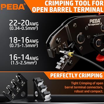 PEBA Waterproof Automotive Electrical Connectors Kit, Automotive Male/Female 1/2/3/4-Pin & Connector Plug and Ratchet Crimping Tool AWG 22-14, Ideal for Cars, Motorcycles & Boats | Pin Removal Tool