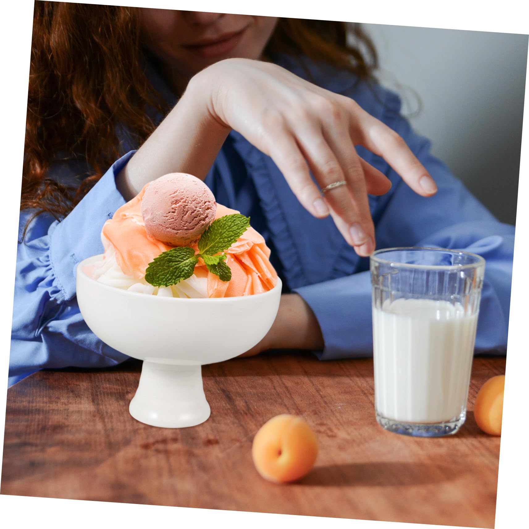 Bol de Cerámica con Pedestal Redondo de Cuenco para Postres Helados y Frutas Diseño Elegante para Servir Aperitivos y Dulces Casa o Restaurante