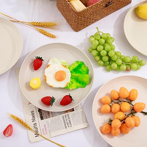 Miniatura 4 de supernal 16 platos ligeros de paja de trigo, platos de plástico irrompibles, platos de plástico aptos para lavavajillas, platos de cena