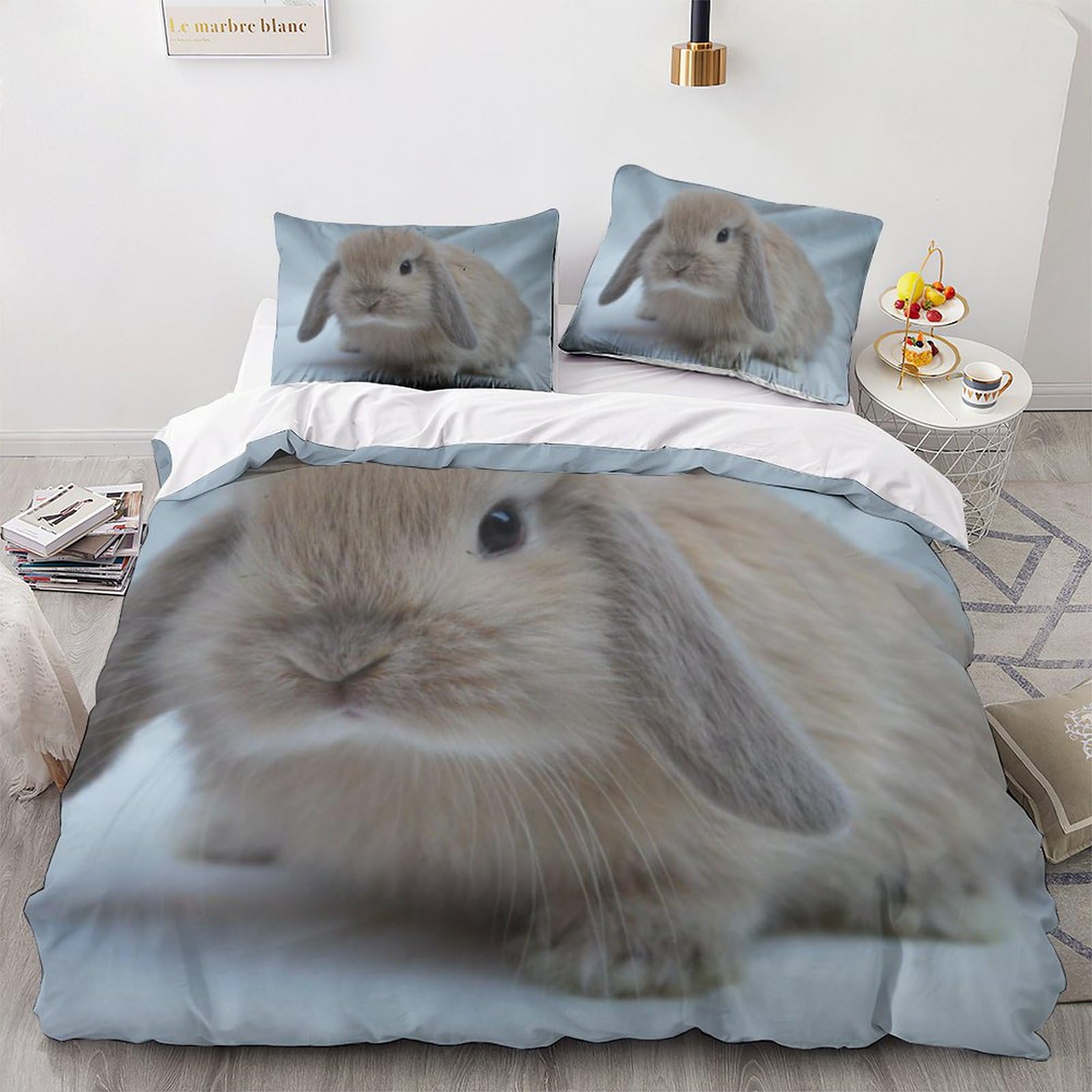 Housse de couette imprimée 3D en microfibre zippée douce pour lit double
